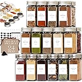 FINESSY Glass Spice Jars with Labels with Metal Lids and Shakers 24 Pack Set, 4oz Small Empty Air Tight Spice Containers with Labels, Clear Seasoning Containers Herb Bottles Kitchen Storage Organizer