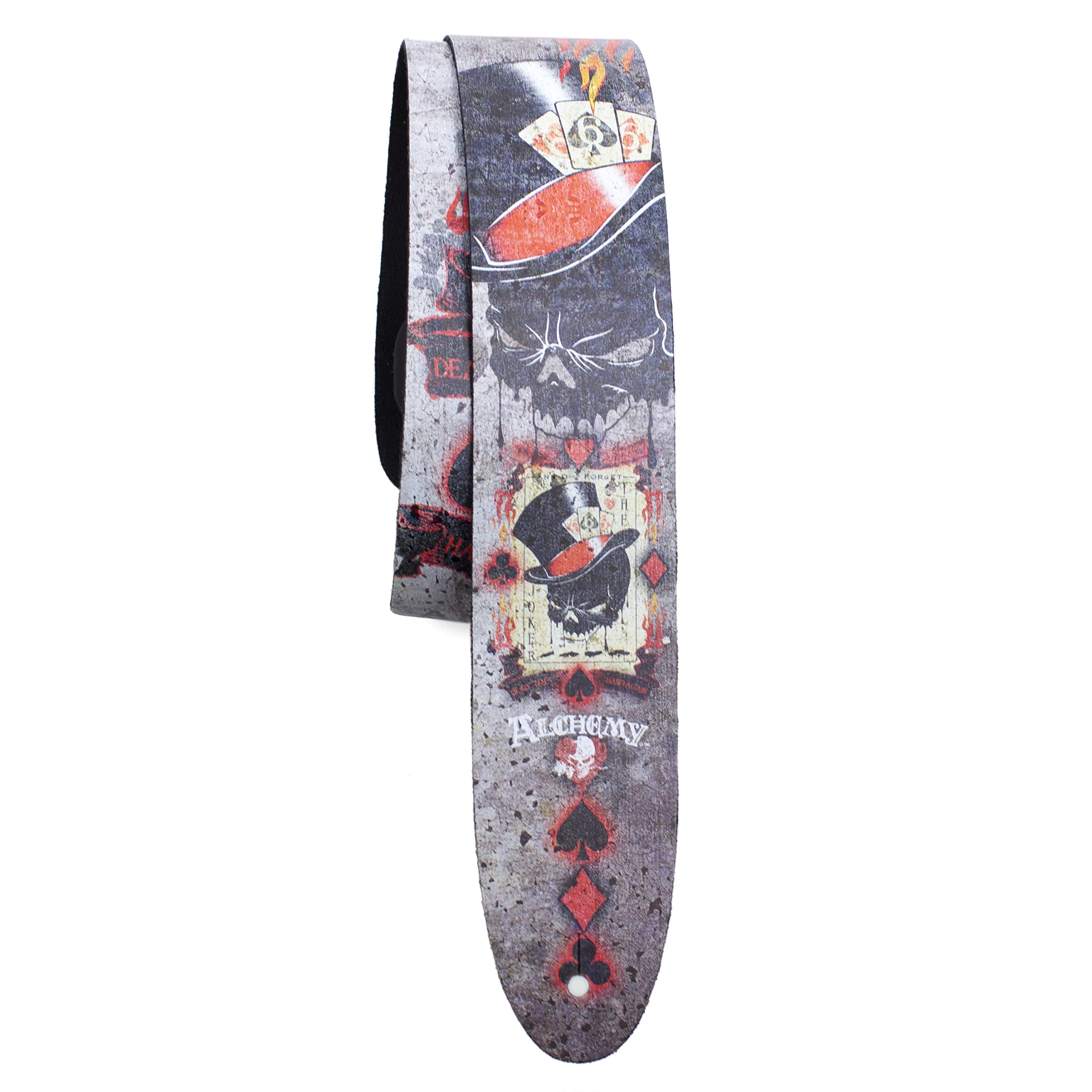Perri's Leathers Ltd.- Guitar Strap- Direct To Leather- Official Licensing Alchemy- Dead Draw- Adjustable - For Acoustic/Bass/Electric Guitars - Made in Canada (DTL25AL-11025)