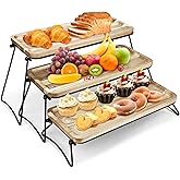 Saderoy 3 Tier Serving Tray,Acacia Wooden Towers Dessert Table Display Set,Catering Supplies Buffet Display,Cupcake Stand and Towers Serving Tray for Party