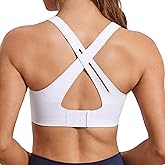 SYROKAN Power On Front Adjustable Criss Cross Back Sports Bra for Women High Impact Wireless Bras