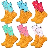 Glitopper 6 Pairs Ice Cream Drip Socks for for Youth Teen Funny Sports Baseball Gift Ice Cream Drip Baseball Socks Colorful Sock Athletic Crew Sock Sports Team Gifts Party Favor