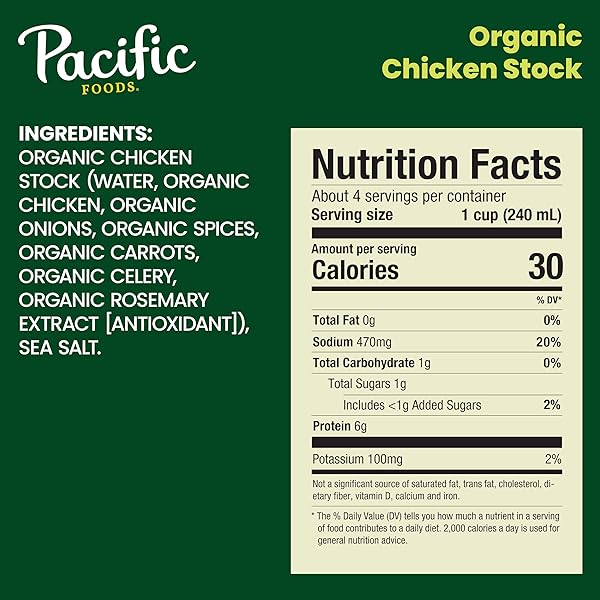 PACIFIC FOODS ORGANIC CHICKEN STOCK, 32 OZ CARTON