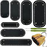 Yayatty 7-Piece PU Leather Bag Bottoms for DIY Handbag Making - Black Oval Knitting Bags with Crochet for Shoulder Bags