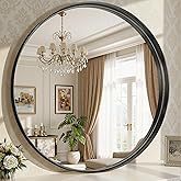 Furnbar Round Bathroom Mirror, 30 Inch Black Circle Mirror with Metal Deep Frame, Round Mirrors for Wall Decor, Vanity, Entry