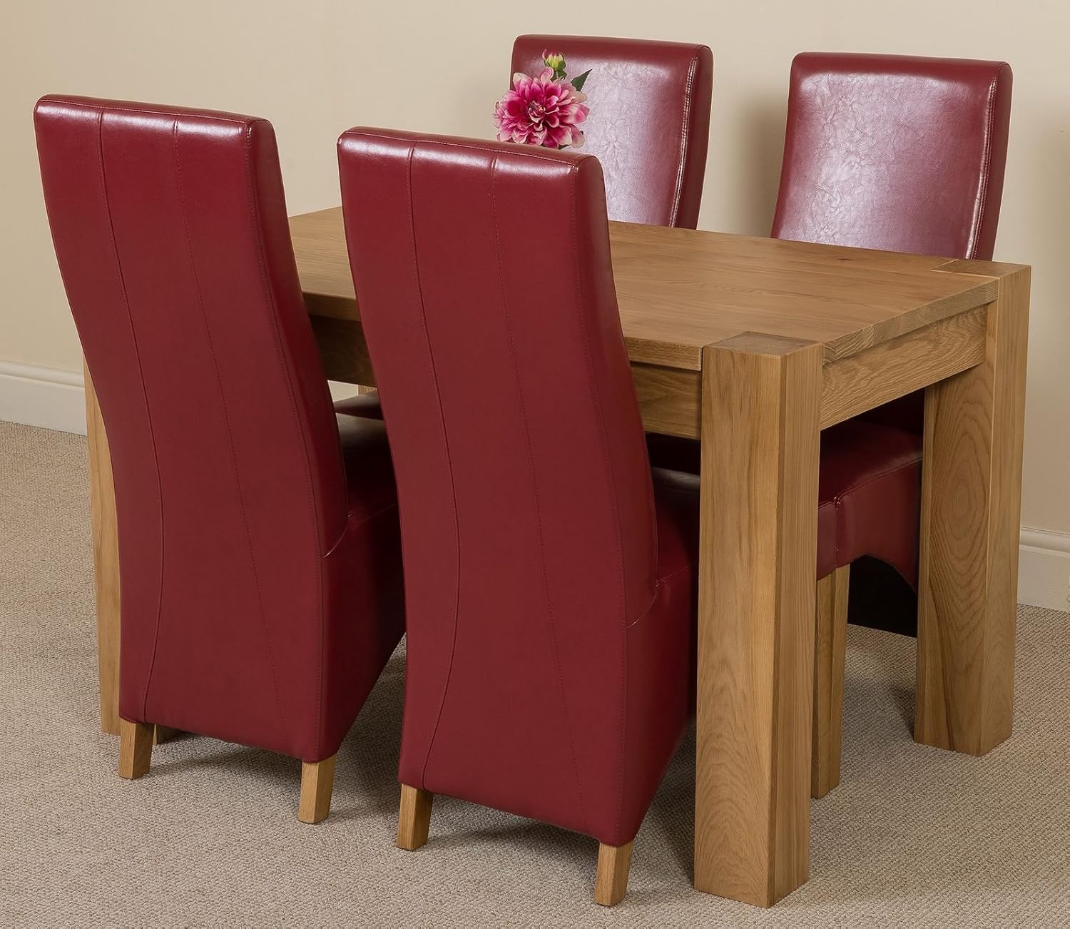 OAK FURNITURE KING Kuba 125 x 80cm Oak Small Dining Table and 4 Chairs