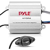 Pyle Hydra Marine Amplifier - Upgraded Elite Series 400 Watt 2 Channel Micro Amplifier - Waterproof, GAIN Level Controls, RCA Stereo Input, 3.5mm Jack & Volume Control (PLMRMP1A)