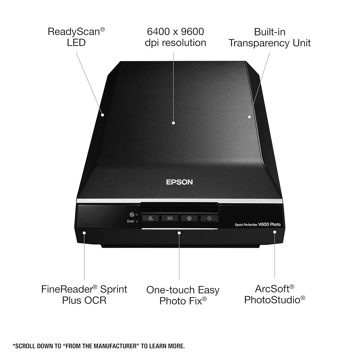 Amazon.com: Epson Perfection V600 Color Photo, Image, Film, Negative &  Document Scanner - Corded: Electronics