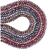Magibeads 504Pcs Glass Rondelle Beads 8mm Metallic Pony Beads Iridescent Crystal Beads Small Kandi Beads for Crafts DIY Bracelet Jewelry Making Supplies