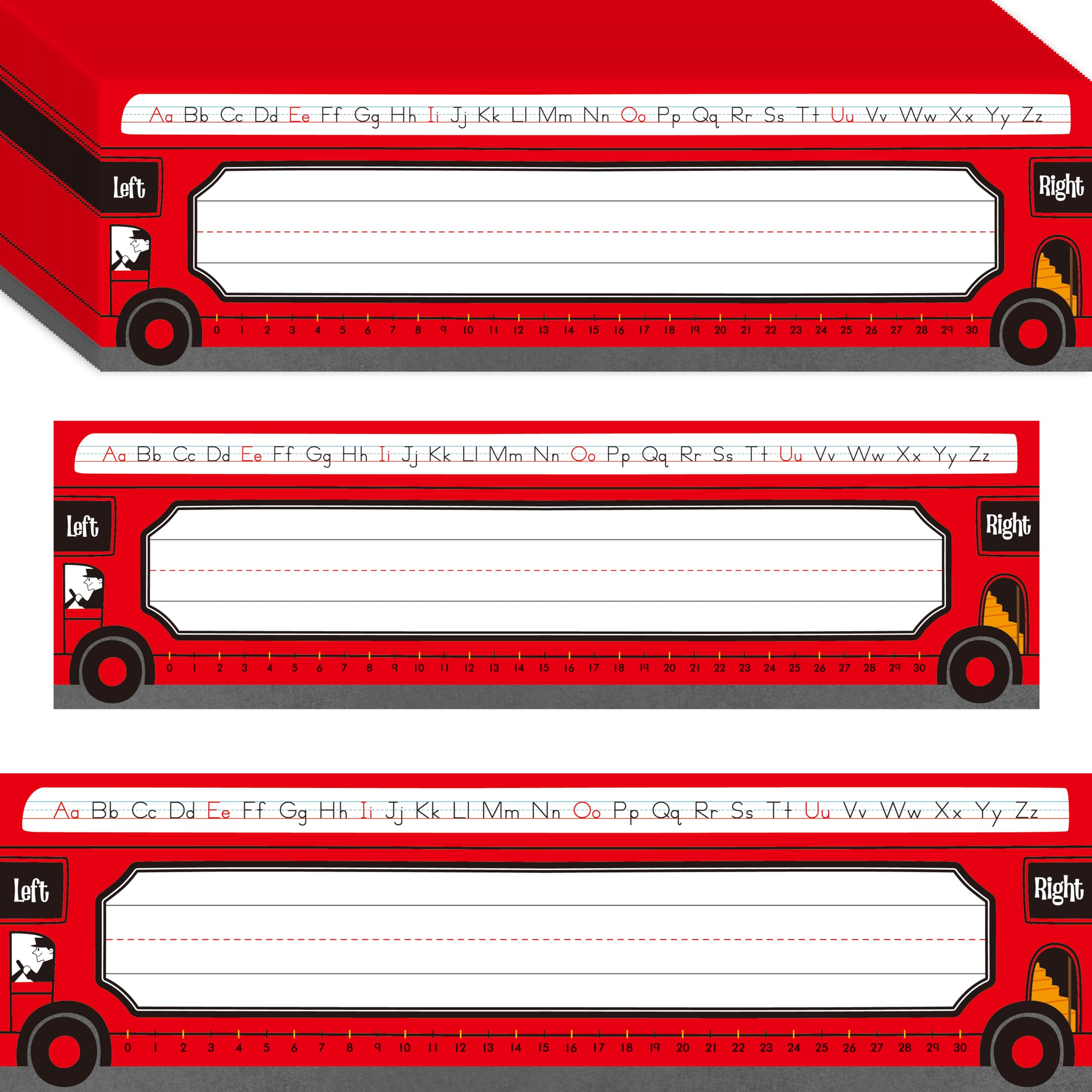 40 PCS Desk Name Tags, Waterproof Desk Nameplates with Alphabet, Number Line 1-30 Erasable and Reusable Traditional Manuscript Name Plate for Classroom School Student (12” x 3.5”)