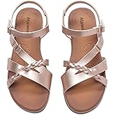 Ataiwee Women's Flat Slide Sandals - Comfortable Slip-On with Ankle Strap,Casual Open Toe Design,Hook-and-Loop Closure Summer Sandals.