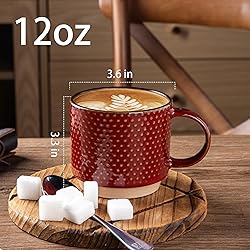 GBHOME 12 OZ Stackable Coffee Mugs, Ceramic Coffee