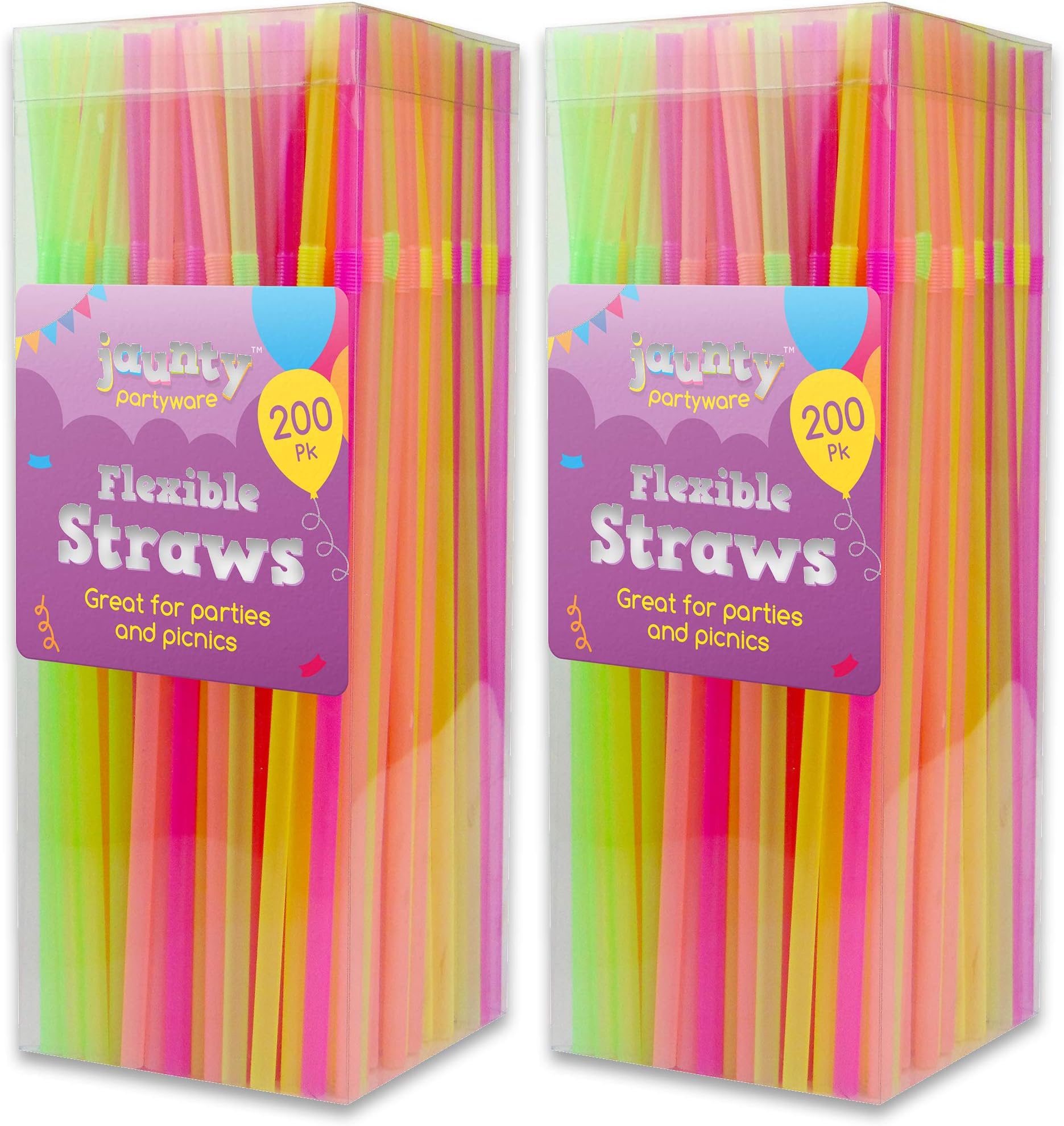 360 Flexible Plastic Drinking Straws (3 x 120pk) with Free Ebook for Birthday Party Games | Perfect for Childrens and Adults Drinks Bendable Straw