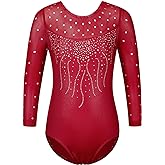 BAOHULU Gymnastics Leotards for Toddler Girls Patriotic Sparkle Red Blue Athletic Dancewear