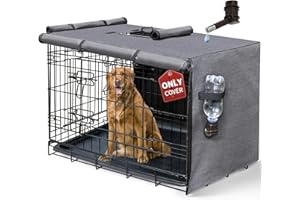 DONORO Dog Crate Cover, Waterproof Pet Kennel Cover 600D Heavy Duty Dog Cage Cover Universal Fit for Most Wire Pet Crates (Gr