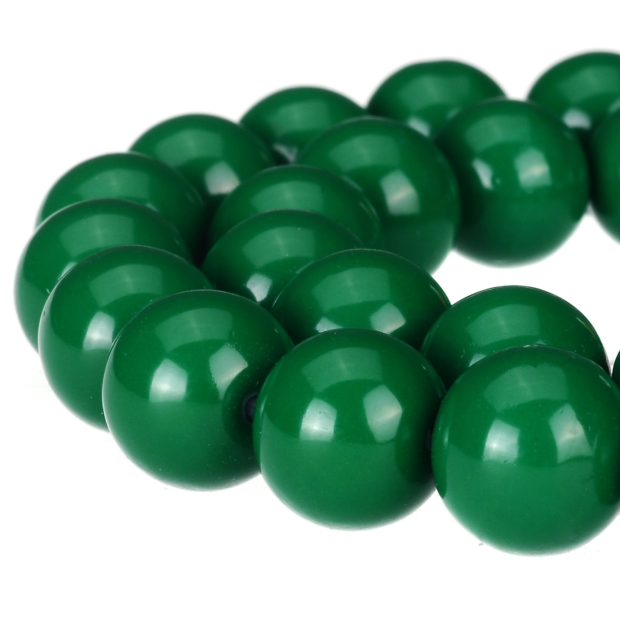 RUBYCA Round Opaque Painted Druk Czech Glass Beads Bulkfor Jewellery Making, Strand (Green, 4mm)