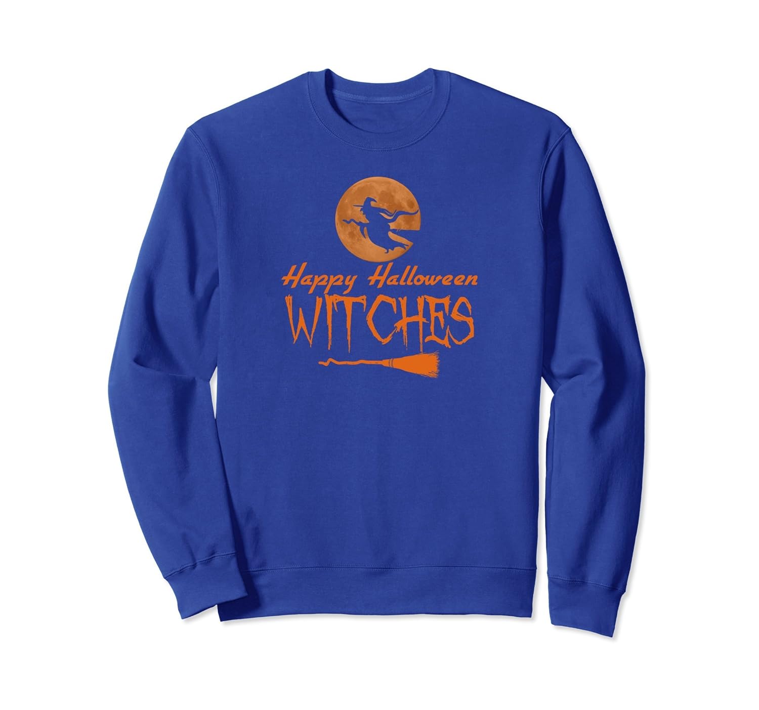 Happy Halloween Witches Flying Broom Moon Costume Sweatshirt-ANZ