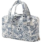 OZAOZ Large Pencil Case Pouch Extra Big Pencil Bag Wide Opening 5 Compartments Soft Corduroy Pen Bag Organizer with Zipper School Supplies for Girls Kids (A Navy blue flower)