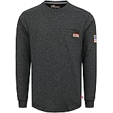 VATRENUS FR Shirt for Men Crewneck Midweight Utility Pocket Fire Resistant Long Sleeve Work Shirts NFPA2112 CAT2