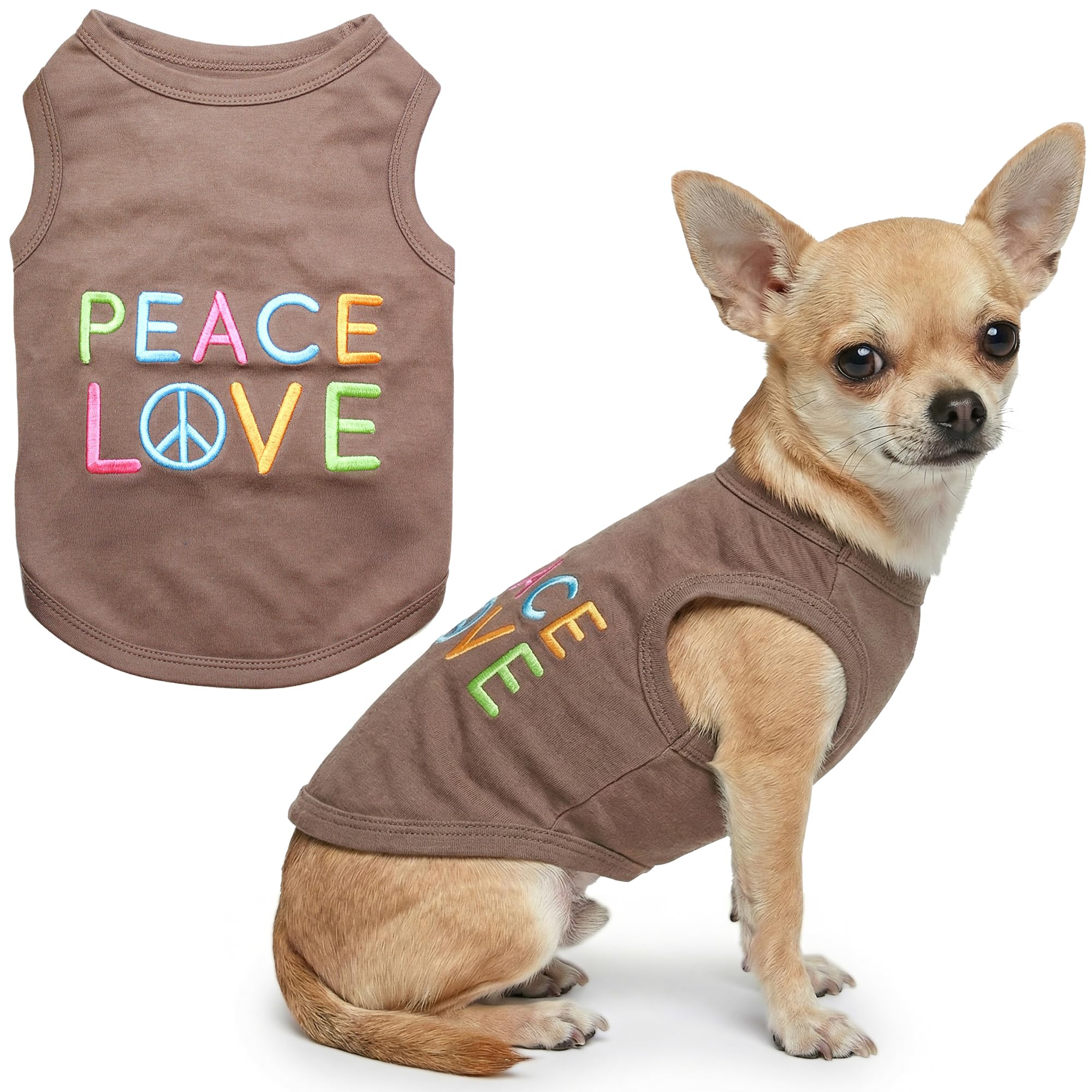Parisian Pet Peace Love Dog T-Shirt, Small