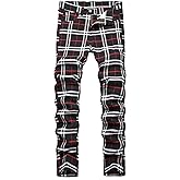 TENGINE Plaid Pants for Men, Mens Skinny Stretch Slim fit Chinos Golf Business Dress Casual Pants