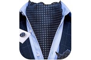 DiBanGu Men's Cravat Ties Paisley Floral Ascot Tie and Pocket Square Cufflinks Set Woven Silk Cravats for Wedding Party