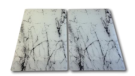 2 X Glass Hob Cover Chopping Board Ceramic Cooktop Cover Marble