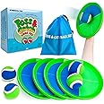 EVERICH Upgraded Toss and Catch Ball Game Set - Indoor and Outdoor Games for Kids 3-12, Beach Sand Pool Water Toy Includes 4 Paddles 4 Sticky Balls, Great Birthday Easter Gifts for Boys Girls