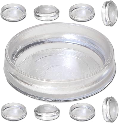 White Hinge 8x Large Clear Castor Cups Furniture Feet for 60mm Legs Carpet Tile