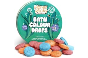 Honeysticks Bath Color Tablets for Kids - Non Toxic Bathtub Drops Made with Natural Ingredients and Food Grade Colors - Fragrance Free - Fizzy, Brightly Colored Bathtime Fun, Great Gift - 36 Drops