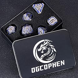 OGCOPHEN Metal DND Sci-fi Dice Set 7PCS Stripe