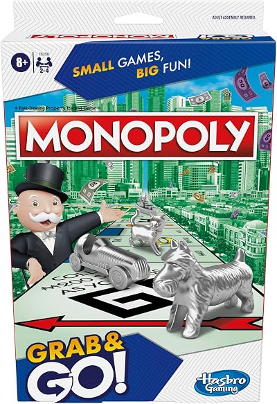 Hasbro Monopoly Connect 4 Travel Board Game 2 Players Portable Grab and Go