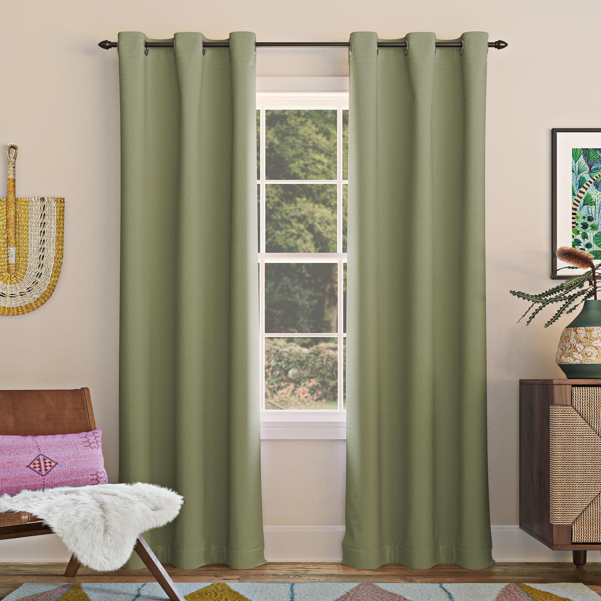 Sun Zero Easton Energy Saving Blackout Grommet Curtain Panel, 40" x 54", Sage Green — image 1