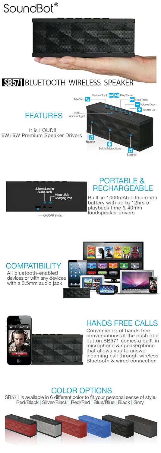soundbot sb571 bluetooth portable speaker