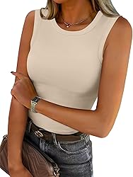 ANRABESS Womens High Neck Tank Tops Stretchy