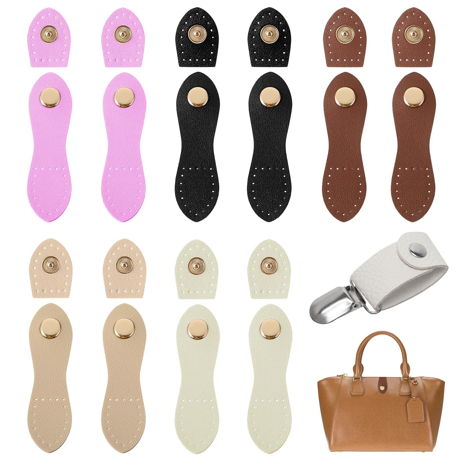 10 Pcs Plastic Snaps Buckles, Plastic Purse Closure Sew on, Bag Clasps and Closures with Hat Clips for Craft Purses, Totes, Notebooks and Wallet Making Supplies