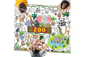 DDMY Zoo Giant Coloring Poster Coloring Tablecloth, 72 x 35.5 Inch Versatile Animals Theme Coloring Sheets for Kids Coloring Kids Drawing Paper Table Cover for Kids Parties/Classroom/School Events