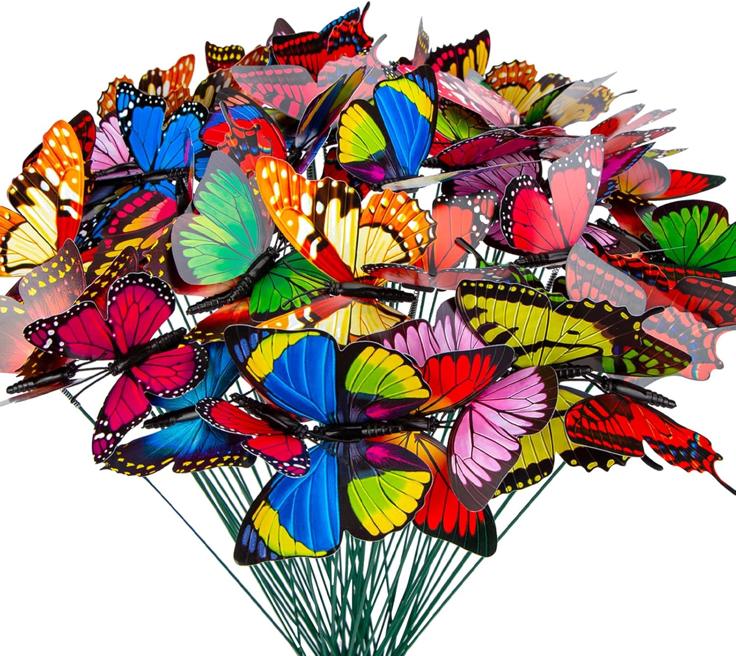 Decorative Garden Stakes - HOWLT Butterfly Stakes, 60 PCS 14 Inch Garden Butterfly Ornaments Waterpoof Butterflies Decorations for Indoor&Outdoor, Yard, Patio Plant Pot Multi