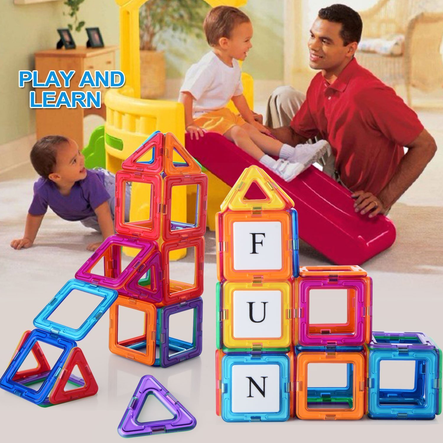 Magnetische Bausteine Für Kinder, 102 Stück Bausteine Regenbogenset Lernspielzeug Tolles Geschenke für Baby Kleinkinder ab 3 Jahre (106 Stück)