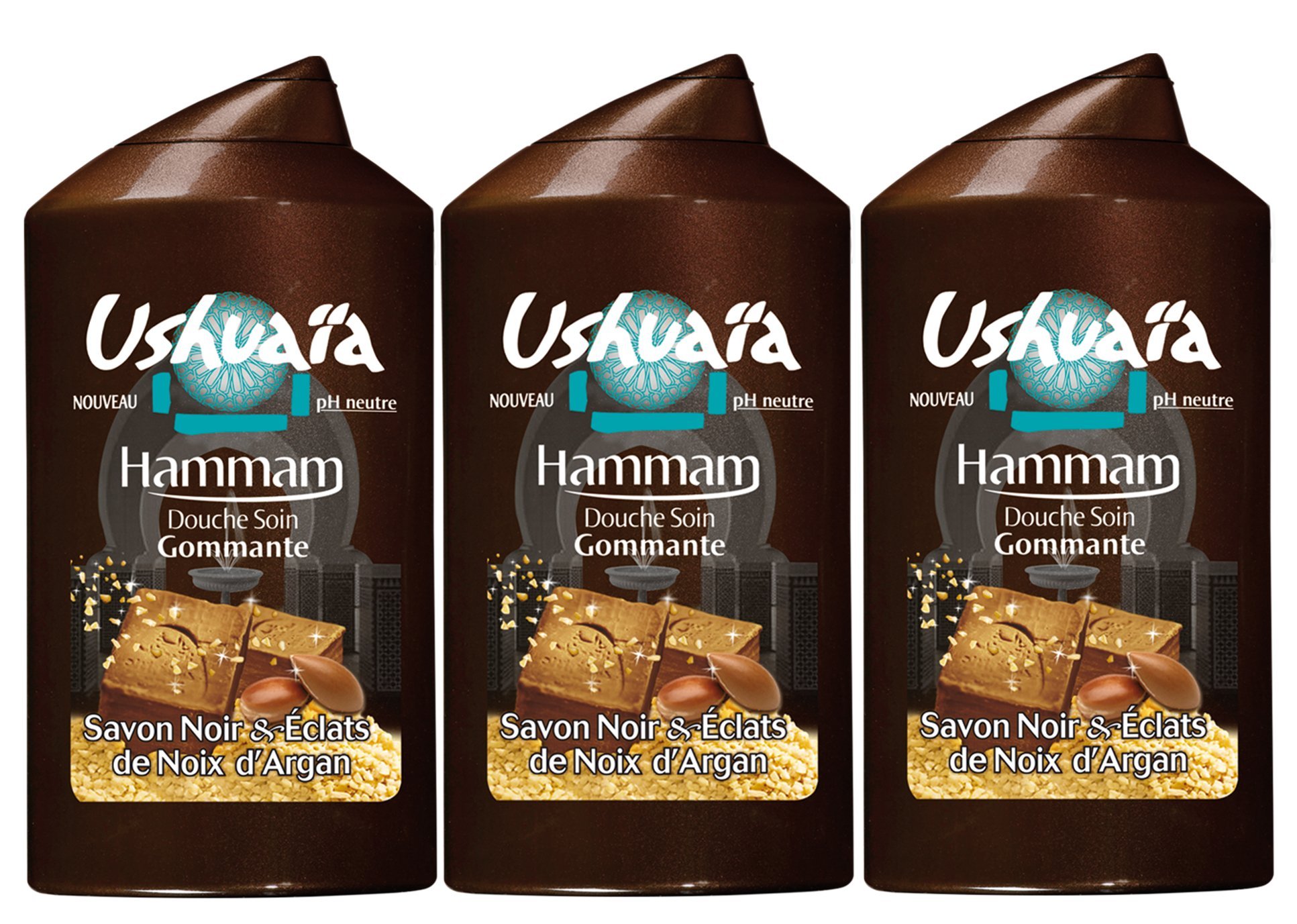 Ushuaïa - steam shower care exfoliating soap & black shards of argan nuts - 250 ml - set of 3