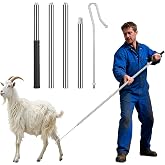 Goat Sheep Catcher Hook, 304 Stainless Steel Sheep Leg Hook, Length Can Be Adjusted Freely 44"48"59"63"75" Goat Grabber Tools, Shepherd Sheep Crook, Grab Them Simply and Quickly (Iron Ball)
