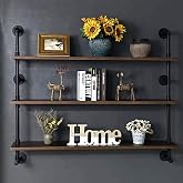 Industrial Pipe Wall Shelves Pipe Shelving with Real Wood Plank 48 Inches | Floating Shelves for Wall Farmhouse Pipe Book She