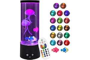 Eglagen Jellyfish Lamp, Electric Jellyfish Lighting, Jelly Fish Tank Table Aquarium Lamp with 17 Colors, Floating Jelly Fish Night Light Present Decorations for Home, Office, Adult, Kids (Black)