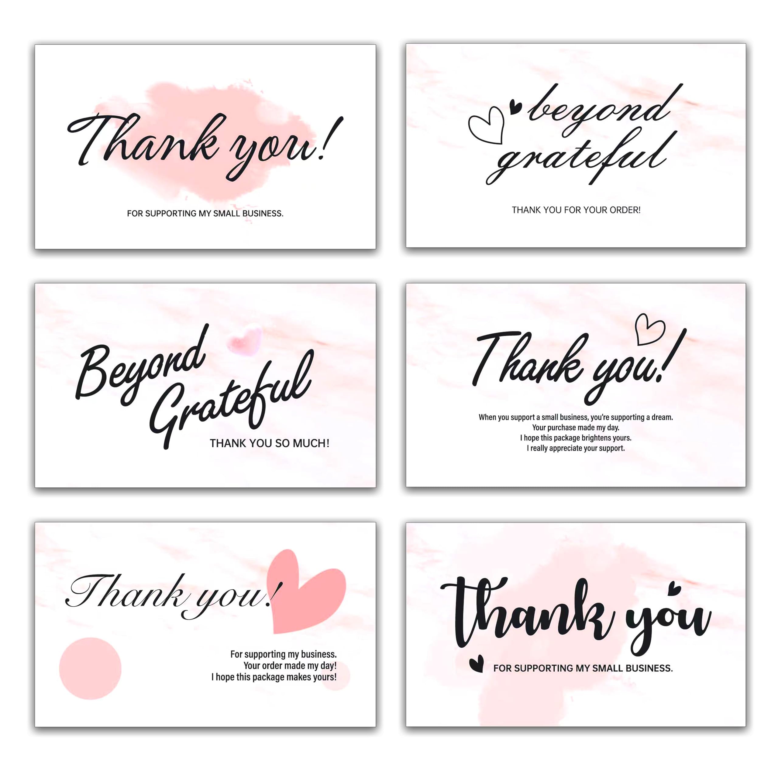 Photo 1 of 240-Count Thank You for Your Order Cards - Thank You For Supporting My Business Cards, 6 Styles - 2" x 3.5" Small Customer Appreciation Cards for Shops, Online Retailers, Business Owners