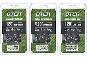 8TEN Semi Chisel Chainsaw Chain 20 Inch .058 3/8 72DL for Husqvarna 455 Rancher Makita DCS6401 Jonsered 2055 (3 Pack)