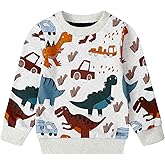 Akyzic Boy Dinosaur Sweatshirts Toddler Long Sleeve Cotton Space Pullover Cartoon T-Shirts Sport Top Tee For Kids 2-7T