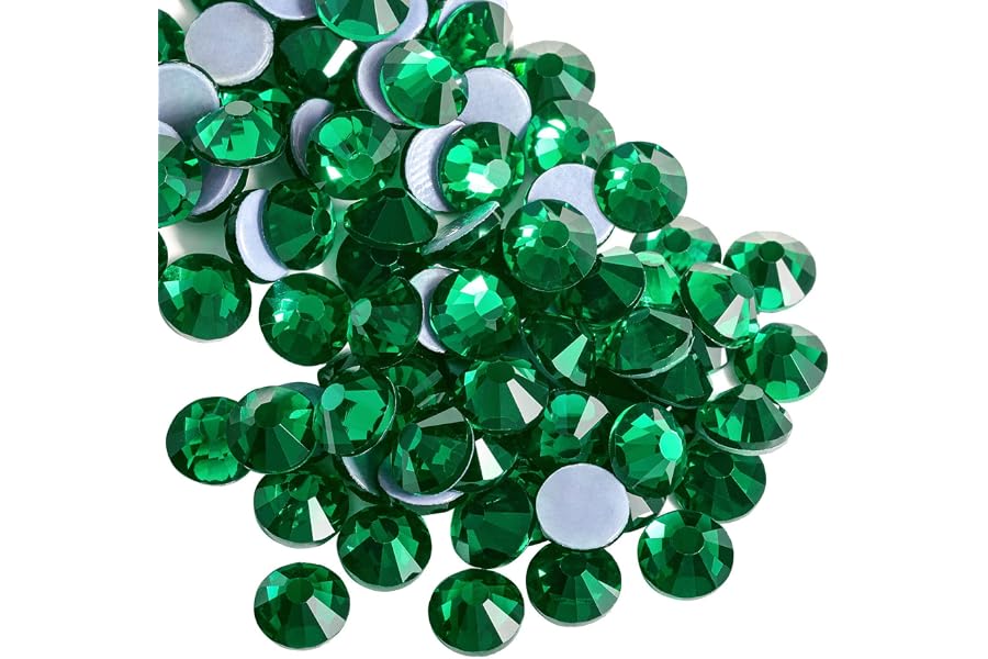 Beadsland Hotfix Rhinestones, 1440pcs Flatback Crystal Rhinestones for Crafts Clothes DIY Decorations, Emerald, SS20, 4.6-4.8mm