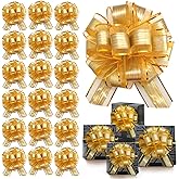FQTANJU 22 Pieces 6 Inches Pull Bow Wrapping Pull Bow Ribbon Pull Bows for Christmas Wedding Valentine's Day Present Wrapping Decoration, Multicolor Gift Baskets Bow (Gold)