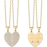PAVOI Heart Pendant Necklace Set for Women, 14K Gold Plated, Yellow Gold, Y