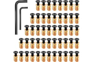 Lainballow 50 Sets 1/4"-20 Threaded Inserts for Wood, Carbon Steel Hex Socket Drive Insert Nuts with 1/4-20 x 3/4" Screw, Fla