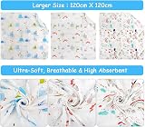 BelleStyle Muslin Swaddle 120x120 Bamboo Cotton 3 Pack Blue Whale Rainbow Horse view 4